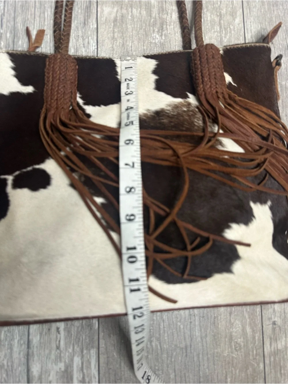 American Darling Cowhide Hair On Leather Fringe Tote Bag Cowgirl Western Boho